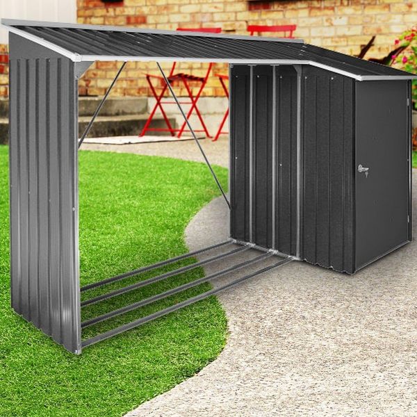 Produktbild: Metall Kaminholzregal Holzlager 161 x 161 x 63 cm