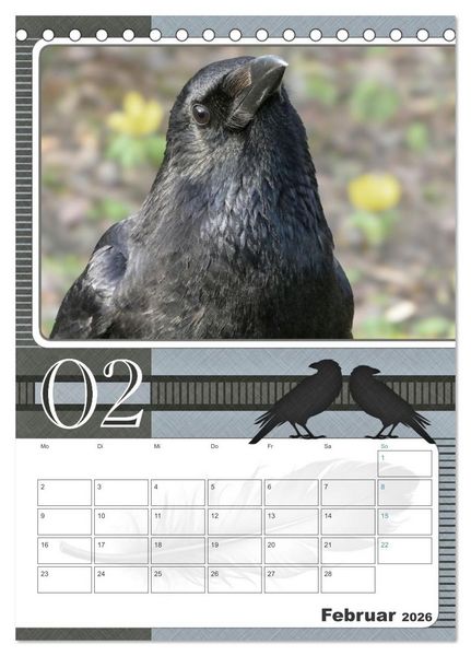Produktbild: Kr&auml;hen - Clever notiert! Mit K&ouml;pfchen durchs ganze Jahr (Tischkalender 2026 DIN A5 hoch), CALVENDO Monatskalender