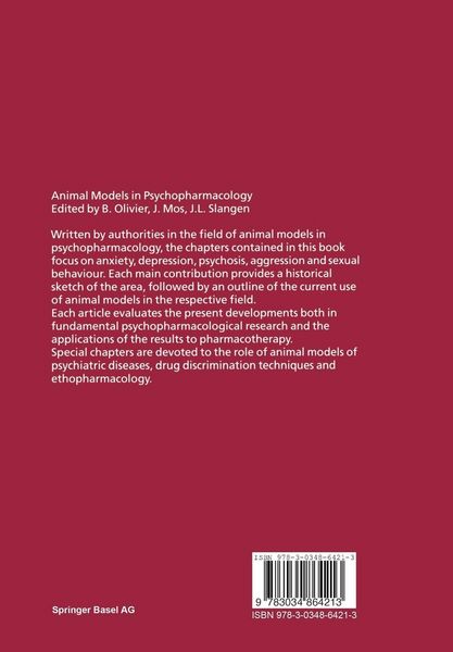 Produktbild: Animal Models in Psychopharmacology