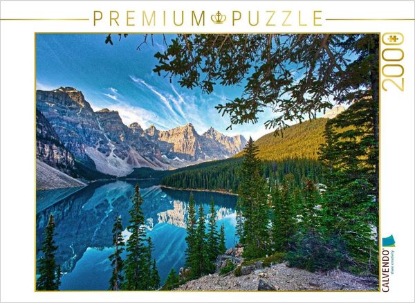 CALVENDO Puzzle Das beeindruckende Panorama über den Moraine Lake zeigt die ganze Schönheit der kanadischen Rocky Mountains. | 2000 Teile Lege-Größe 9