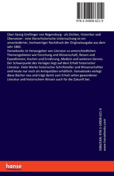Produktbild: &Uuml;ber Georg Greflinger von Regensburg