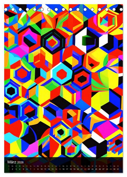Produktbild: OP Art Nichts f&uuml;r schwache Augen (Tischkalender 2026 DIN A5 hoch), CALVENDO Monatskalender