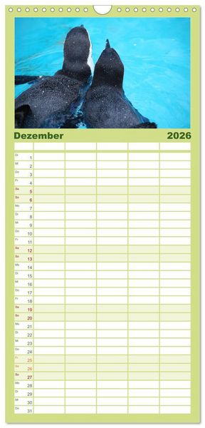 Produktbild: Familienplaner 2026 - Pinguine 2026 mit 5 Spalten (Wandkalender, 21 x 45 cm) CALVENDO