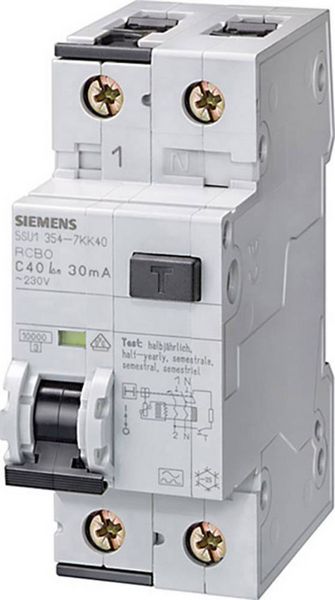 Produktbild: Siemens 5SU11546KK16 FI-Schutzschalter/Leitungsschutzschalter 2polig 16A 0.01A 230V