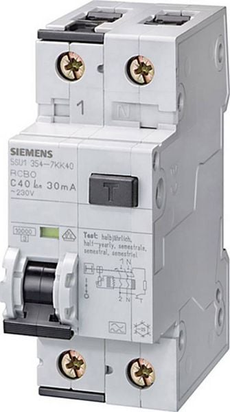 Produktbild: Siemens 5SU13547KK16 FI-Schutzschalter/Leitungsschutzschalter 2polig 16A 0.03A 230V