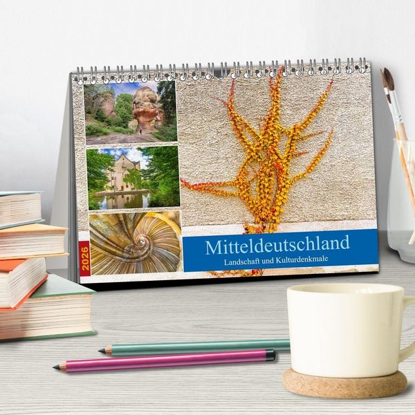 Produktbild: Mitteldeutschland - Landschaft und Kulturdenkmale (Tischkalender 2026 DIN A5 quer), CALVENDO Monatskalender