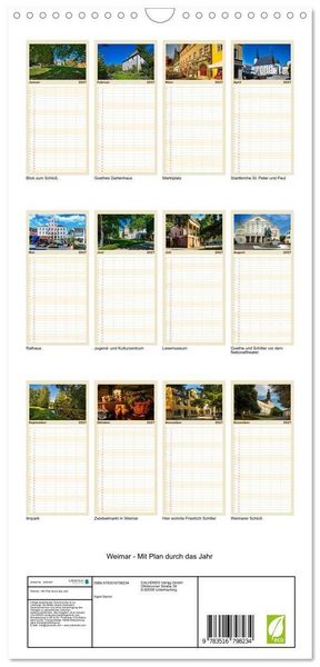 Produktbild: Familienplaner 2027 - Weimar - Mit Plan durch das Jahr mit 5 Spalten (Wandkalender, 21 x 45 cm) CALVENDO