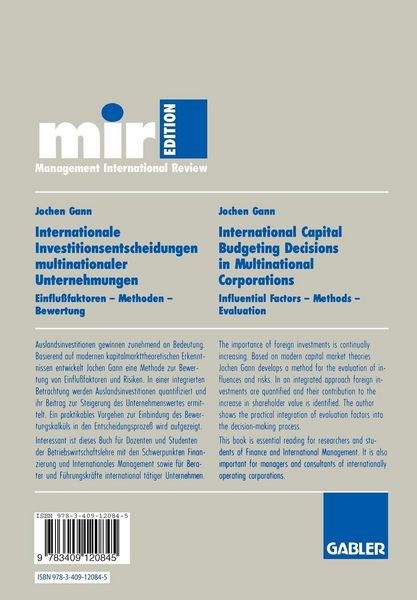 Produktbild: Internationale Investitionsentscheidungen multinationaler Unternehmungen