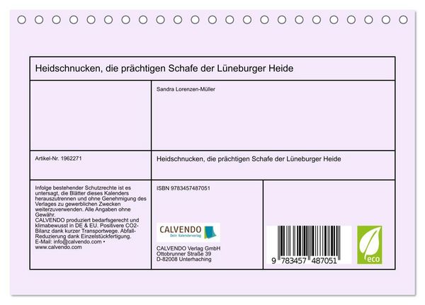 Produktbild: Heidschnucken, die pr&auml;chtigen Schafe der L&uuml;neburger Heide (Tischkalender 2026 DIN A5 quer), CALVENDO Monatskalender