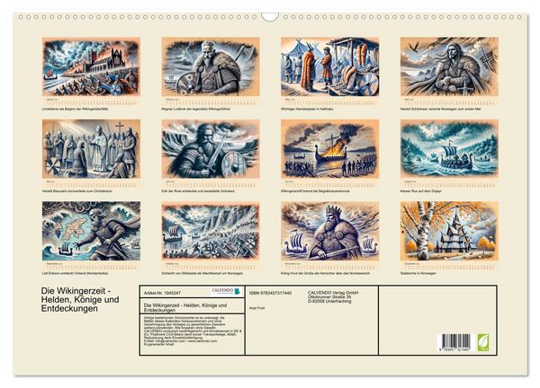 Produktbild: Die Wikingerzeit - Helden, K&ouml;nige und Entdeckungen (Wandkalender 2026 DIN A2 quer), CALVENDO Monatskalender
