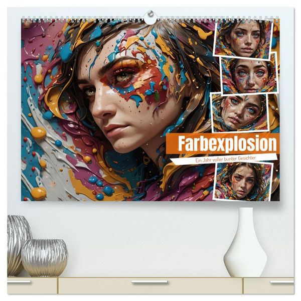 Produktbild: Farbexplosion - Ein Jahr voller bunter Gesichter (hochwertiger Premium Wandkalender 2026 DIN A2 quer), Kunstdruck in Hochglanz