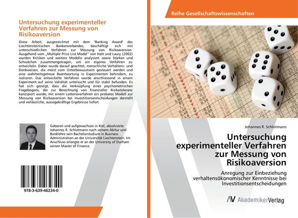 Produktbild: Untersuchung experimenteller Verfahren zur Messung von Risikoaversion