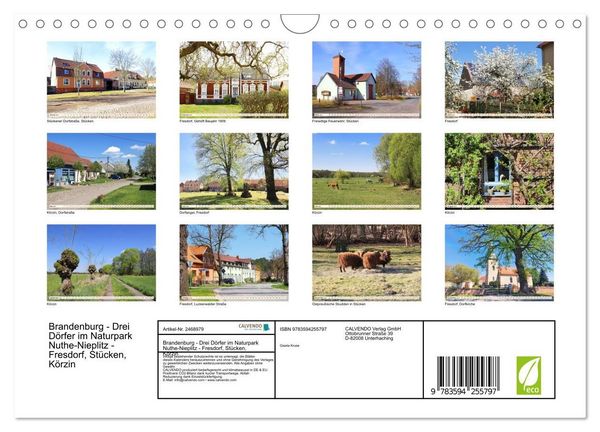 Produktbild: Brandenburg - Drei D&ouml;rfer im Naturpark Nuthe-Nieplitz - Fresdorf, St&uuml;cken, K&ouml;rzin (Wandkalender 2027 DIN A4 quer), CALVENDO Monatskalender