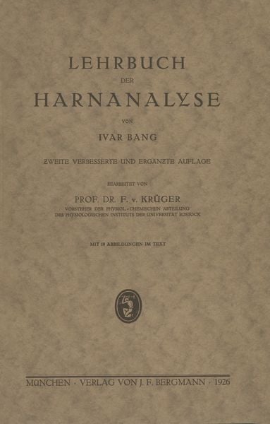 Lehrbuch der Harnanalyse, Taschenbuch von Ivar Bang , F. v. Krüger, Springer Berlin, 9783642988653