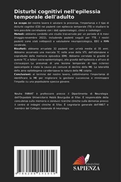 Produktbild: Disturbi cognitivi nell'epilessia temporale dell'adulto