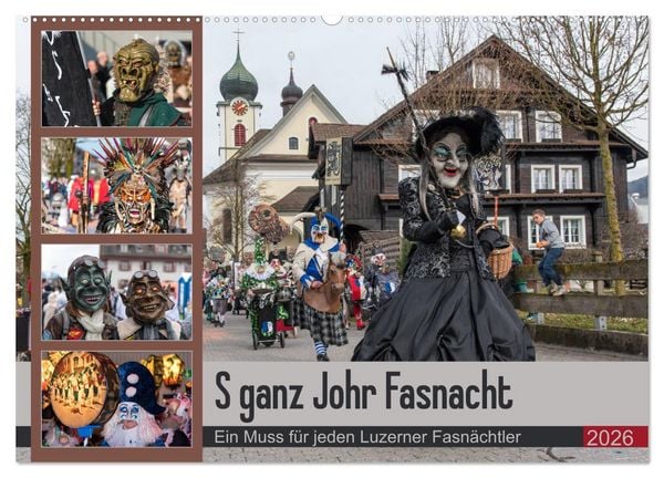 S ganz Johr Fasnacht (Wandkalender 2026 DIN A2 quer), CALVENDO Monatskalender