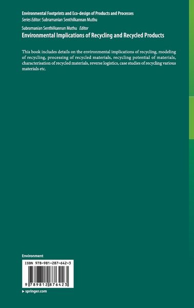 Produktbild: Environmental Implications of Recycling and Recycled Products