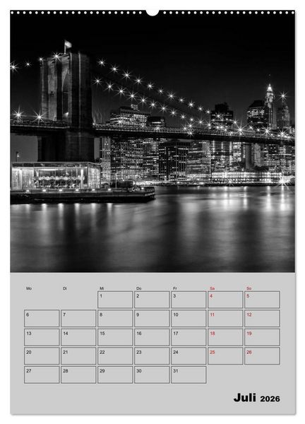 Produktbild: NEW YORK CITY Monochrome Stadtansichten (Wandkalender 2026 DIN A2 hoch), CALVENDO Monatskalender