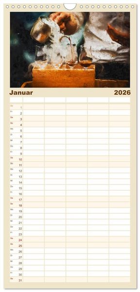 Produktbild: Familienplaner 2026 - Kaffeesatz - Kunst und Tradition mit 5 Spalten (Wandkalender, 21 x 45 cm) CALVENDO
