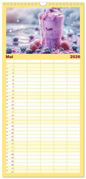 Produktbild: Familienplaner 2026 - Leckere Smoothies mit 5 Spalten (Wandkalender, 21 x 45 cm) CALVENDO
