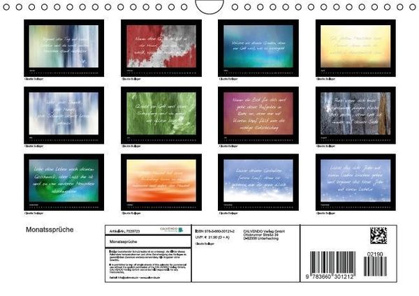 Produktbild: Monatsspr&uuml;che (Wandkalender immerw&auml;hrend DIN A4 quer)