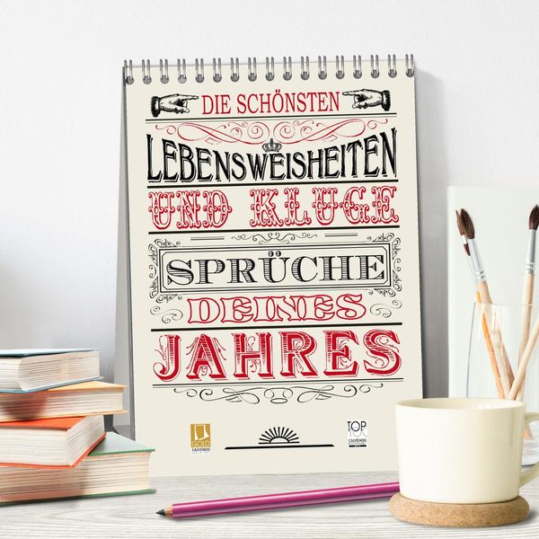 Produktbild: Die sch&ouml;nsten Lebensweisheiten Typo - Kalender (Tischkalender 2026 DIN A5 hoch), CALVENDO Monatskalender