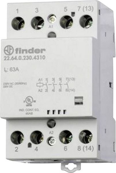 Produktbild: Finder 22.64.0.024.4710 Sch&uuml;tz 3 Schlie&szlig;er, 1 &Ouml;ffner 24 V/DC, 24 V/AC 63A 1St.