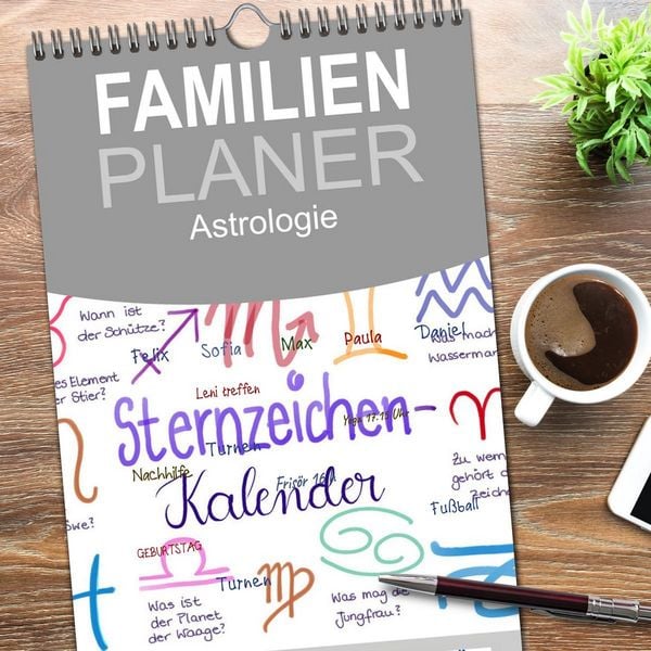 Produktbild: Familienplaner 2026 - Sternzeichen-Kalender mit 5 Spalten (Wandkalender, 21 x 45 cm) CALVENDO