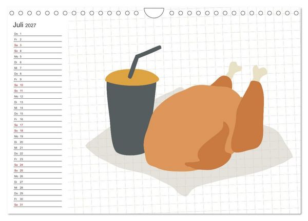 Produktbild: Fast Food Illustration (Wandkalender 2027 DIN A4 quer), CALVENDO Monatskalender