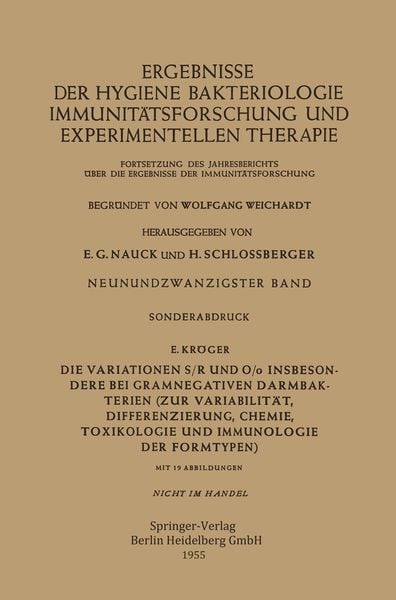 Produktbild: Die Variationen S/R und O/o Insbesondere bei Gramnegativen Darmbakterien