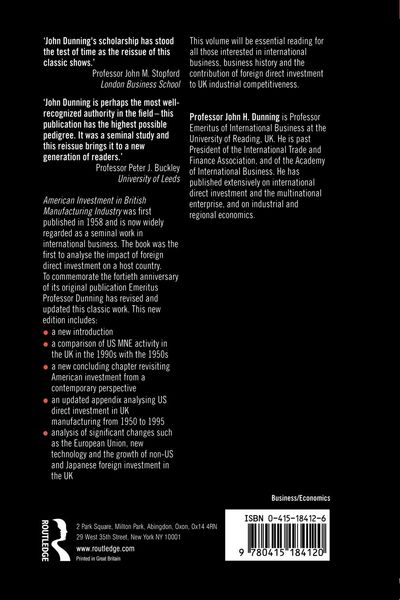 Produktbild: American Investment in British Manufacturing Industry