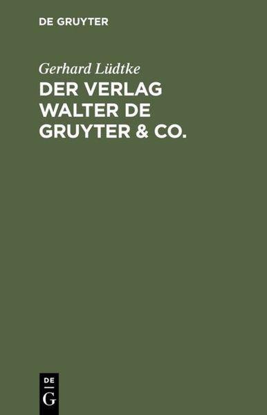 Produktbild: Der Verlag Walter de Gruyter & Co.