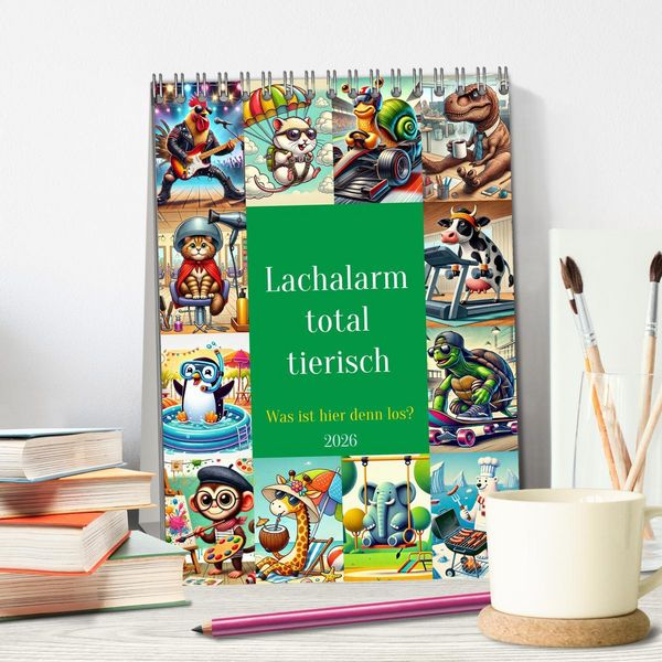 Produktbild: Lachalarm total tierisch - Was ist hier denn los? (Tischkalender 2026 DIN A5 hoch), CALVENDO Monatskalender