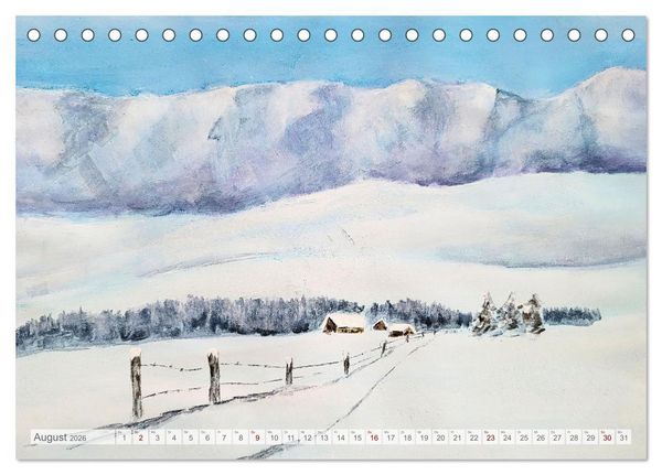 Produktbild: Winterzauberwelt - Gemalte Winterlandschaften (Tischkalender 2026 DIN A5 quer), CALVENDO Monatskalender