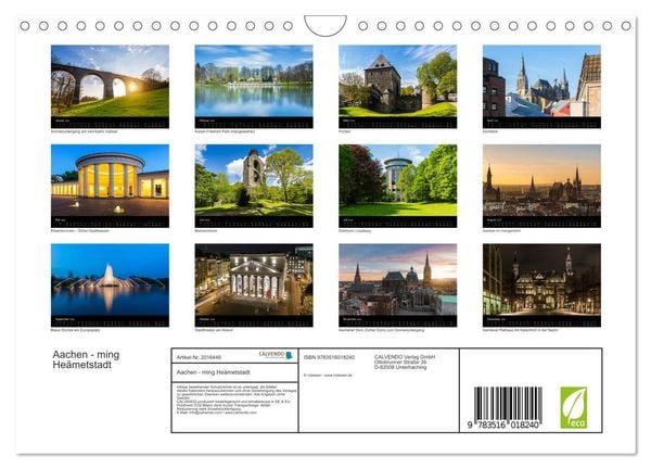 Produktbild: Aachen - ming He&auml;metstadt (Wandkalender 2026 DIN A4 quer), CALVENDO Monatskalender