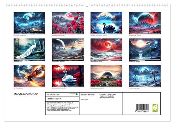 Produktbild: Mondzauberschein (hochwertiger Premium Wandkalender 2026 DIN A2 quer), Kunstdruck in Hochglanz