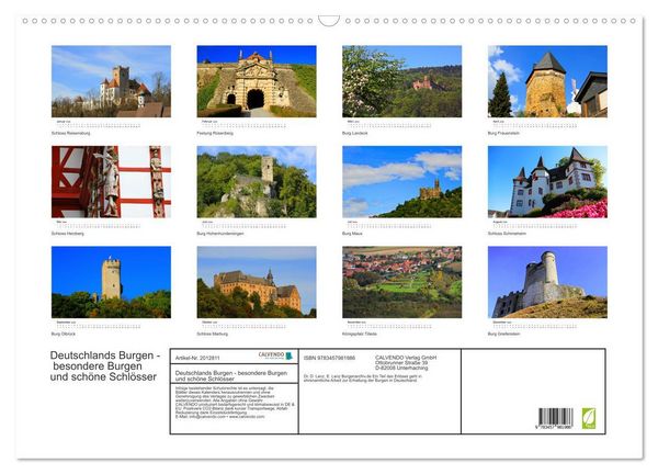 Produktbild: Deutschlands Burgen - besondere Burgen und sch&ouml;ne Schl&ouml;sser (Wandkalender 2026 DIN A2 quer), CALVENDO Monatskalender