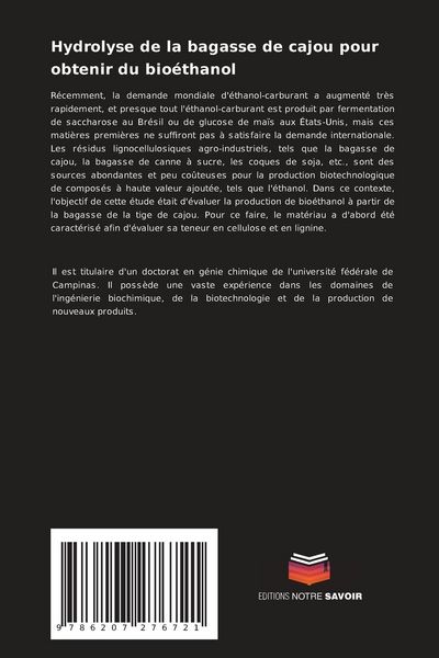 Produktbild: Hydrolyse de la bagasse de cajou pour obtenir du bio&eacute;thanol