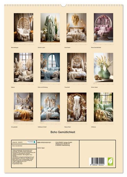 Produktbild: Boho Gem&uuml;tlichkeit (hochwertiger Premium Wandkalender 2026 DIN A2 hoch), Kunstdruck in Hochglanz