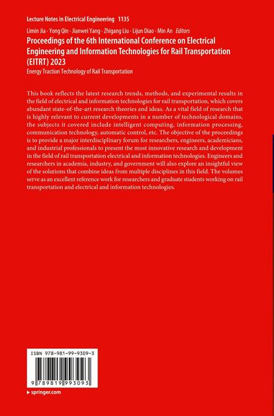 Produktbild: Proceedings of the 6th International Conference on Electrical Engineering and Information Technologies for Rail Transportation (EITRT) 2023