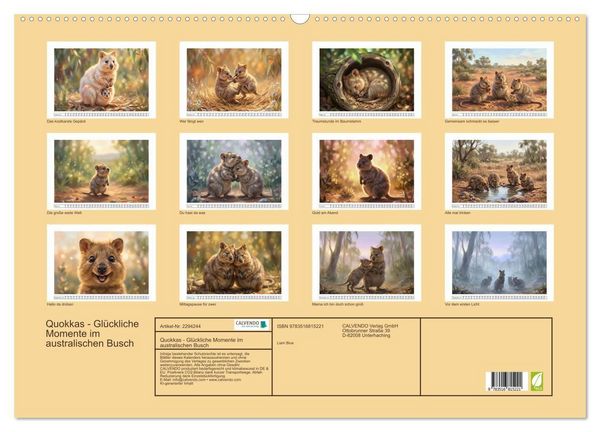 Produktbild: Quokkas - Gl&uuml;ckliche Momente im australischen Busch (Wandkalender 2027 DIN A2 quer), CALVENDO Monatskalender