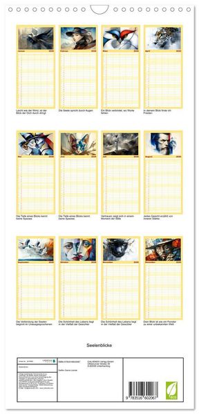 Produktbild: Familienplaner 2026 - Seelenblicke mit 5 Spalten (Wandkalender, 21 x 45 cm) CALVENDO