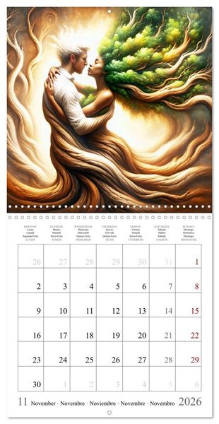 Produktbild: Arbres de l'amour (Calendrier mural carr&eacute; 2026 30x30 cm) Calendrier double avec une page pour vos prises de notes