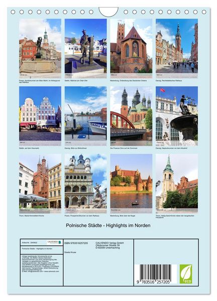 Produktbild: Polnische St&auml;dte - Highlights im Norden (Wandkalender 2026 DIN A4 hoch), CALVENDO Monatskalender