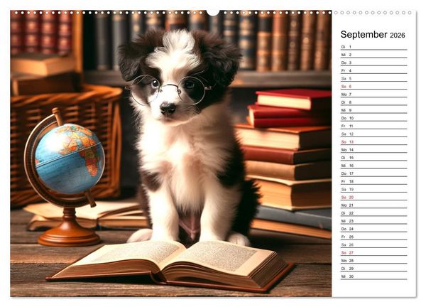 Produktbild: Hundewelpen zum Verlieben - KI Illustrationen (Wandkalender 2026 DIN A2 quer), CALVENDO Monatskalender