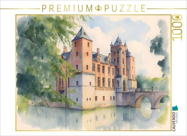 CALVENDO Puzzle Schloss Tillegem in Brügge | 1000 Teile Lege-Größe 64x48cm Foto-Puzzle für glückliche Stunden