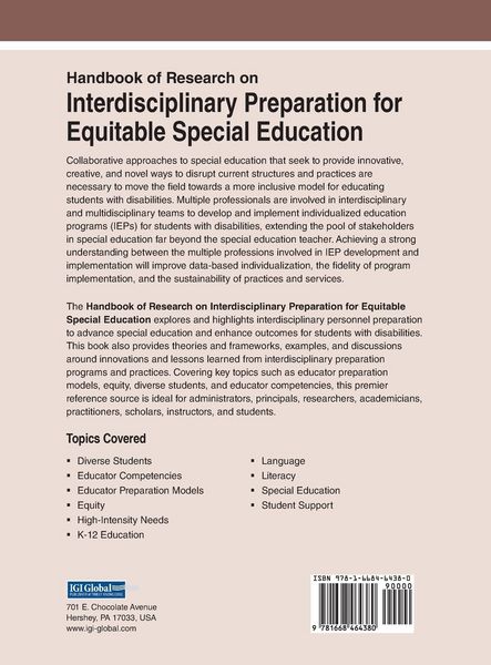 Produktbild: Handbook of Research on Interdisciplinary Preparation for Equitable Special Education