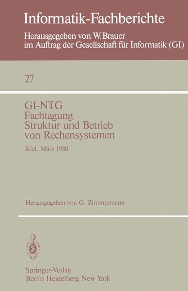 GI-NTG Fachtagung Struktur und Betrieb von Rechensystemen, Taschenbuch von , Springer Berlin, 9783540099529
