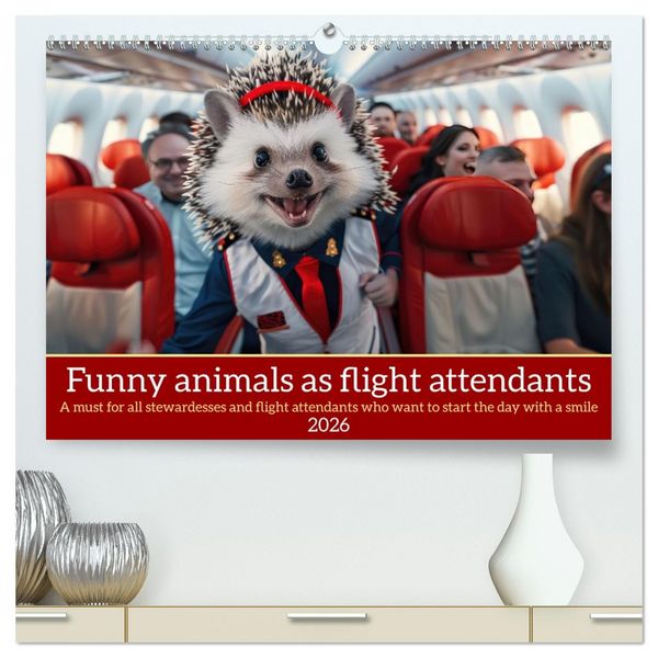 Funny animals as flight attendants (High Quality Premium Wall Calendar 2026 DIN A2 landscape),CALVENDO 12 Month Wall Calendar