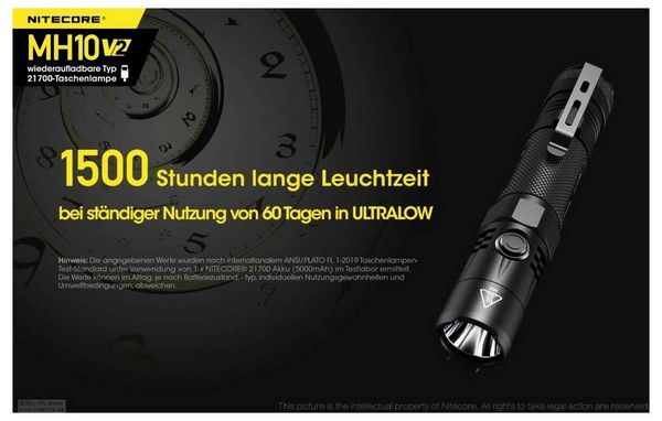 Produktbild: NiteCore MH10 V2 LED Taschenlampe akkubetrieben 1200lm 1500h 77.5g